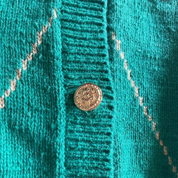 Y2K Vintage Preppy Argyle Holiday Sweater w. Poinsettia Flowers - Picture 8 of 11